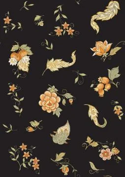 Fantasy floral seamless pattern Illustrazione stock