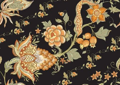 Fantasy floral seamless pattern Stock Illustration