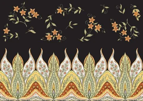 Fantasy floral seamless pattern Stock Illustration