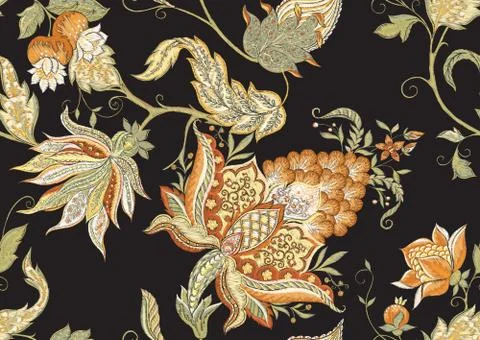 Fantasy floral seamless pattern Illustrazione stock
