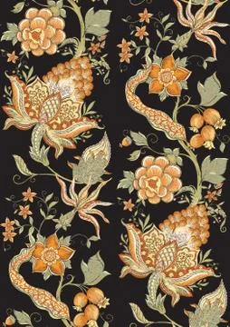 Fantasy floral seamless pattern Stock Illustration