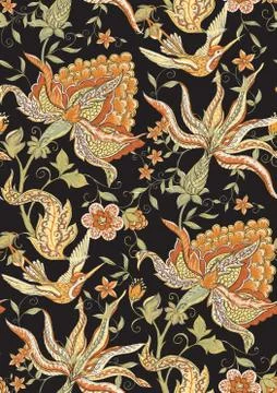 Fantasy floral seamless pattern Stock Illustration