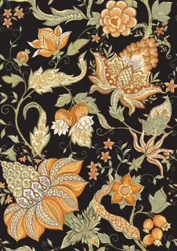 Fantasy floral seamless pattern Stock Illustration