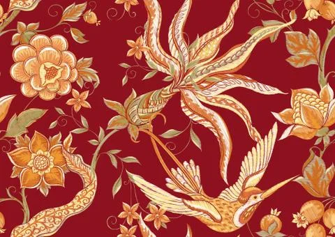 Fantasy floral seamless pattern Stock Illustration