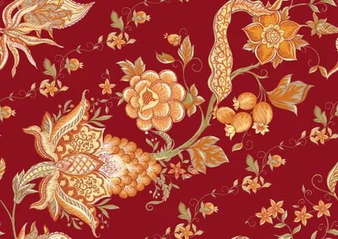 Fantasy floral seamless pattern Stock Illustration