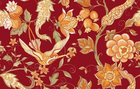 Fantasy floral seamless pattern Stock Illustration