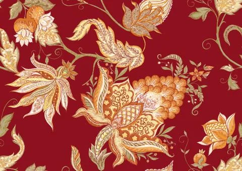 Fantasy floral seamless pattern Illustrazione stock