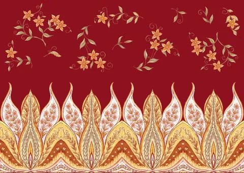 Fantasy floral seamless pattern Stock Illustration