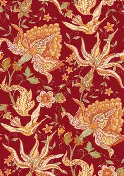 Fantasy floral seamless pattern Stock Illustration