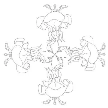 Fantasy flower illustration set on white Stock Illustration