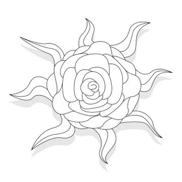 Fantasy flower illustration set on white Stock Illustration