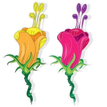 Fantasy flower illustration set on white Stock Illustration