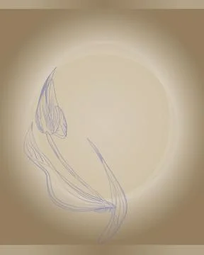 Fantasy flower with leaves on a gradient background on an oval frame. Illustrazione stock