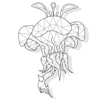 Fantasy flower vector illustration set isolated. Polygonal design. Stock Illustration