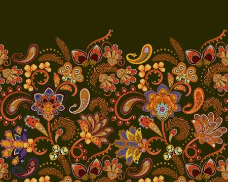 Fantasy flowers seamless paisley pattern. Wrapping print. Floral ornament, for Illustrazione stock
