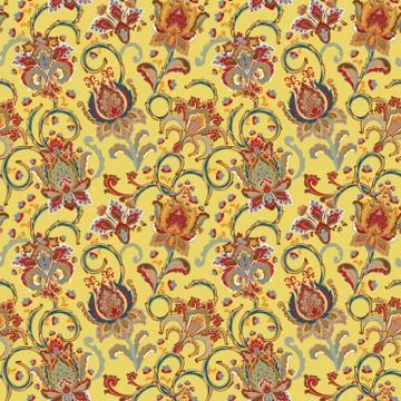 Fantasy flowers seamless paisley pattern. Floral ornament, for fabric, textil イラスト素材