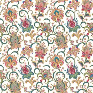 Fantasy flowers seamless paisley pattern. Floral ornament, for fabric, textil 스톡 일러스트