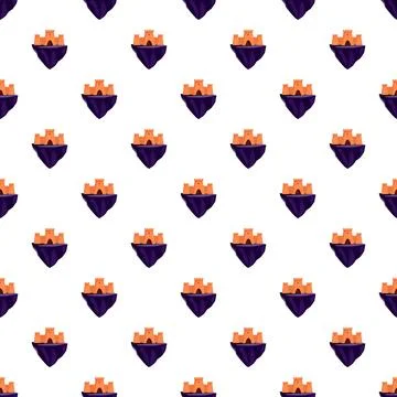 Fantasy flying castle island seamless pattern background Ilustración de archivo