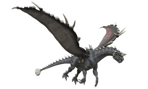 Fantasy flying dragon isolated on white 3d illustration Stock Illustration