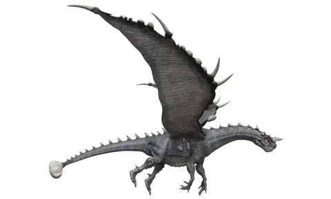 Fantasy flying dragon isolated on white 3d illustration Stock Illustration
