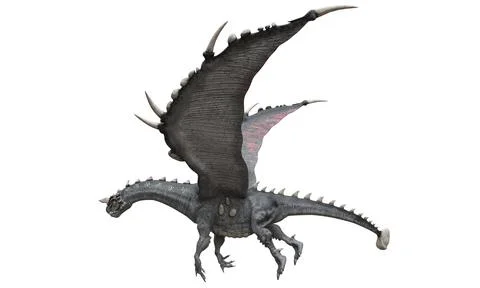 Fantasy flying dragon isolated on white 3d illustration Stock Illustration