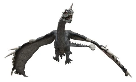 Fantasy flying dragon isolated on white 3d illustration Stock Illustration