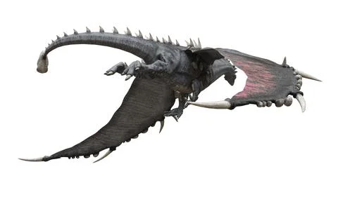 Fantasy flying dragon isolated on white 3d illustration Stock Illustration