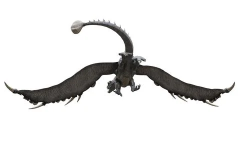 Fantasy flying dragon isolated on white 3d illustration Stock Illustration