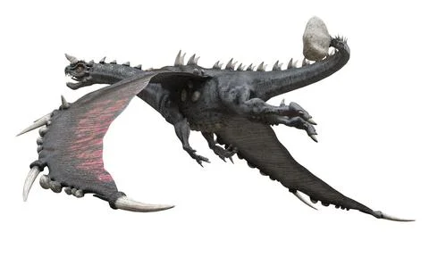 Fantasy flying dragon isolated on white 3d illustration Stock Illustration