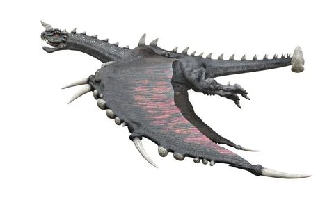 Fantasy flying dragon isolated on white 3d illustration Stock Illustration