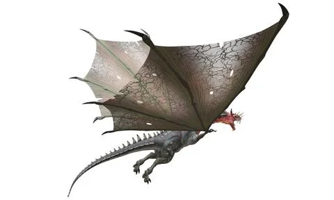 Fantasy flying dragon isolated on white 3d illustration Stock Illustration
