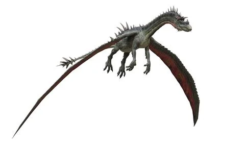 Fantasy flying dragon isolated on white 3d illustration Stock Illustration