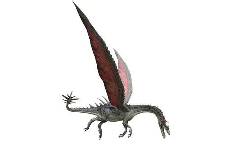 Fantasy flying dragon isolated on white 3d illustration Stock Illustration