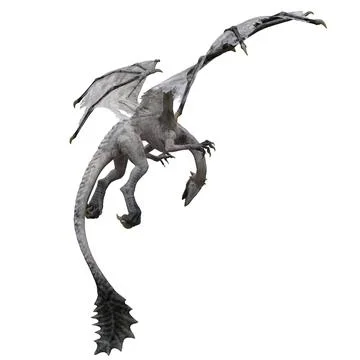Fantasy flying dragon isolated on white 3d illustration Stock Illustration
