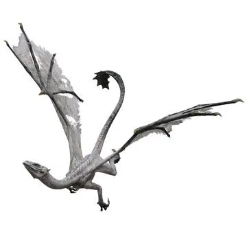 Fantasy flying dragon isolated on white 3d illustration Stock Illustration
