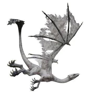 Fantasy flying dragon isolated on white 3d illustration Stock Illustration
