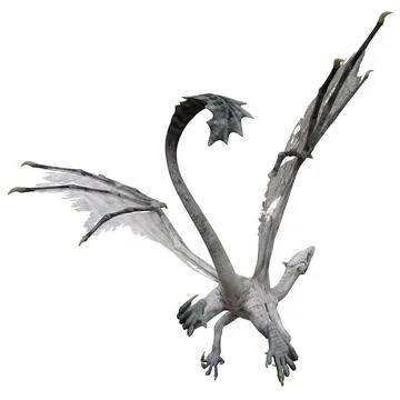 Fantasy flying dragon isolated on white 3d illustration Stock Illustration