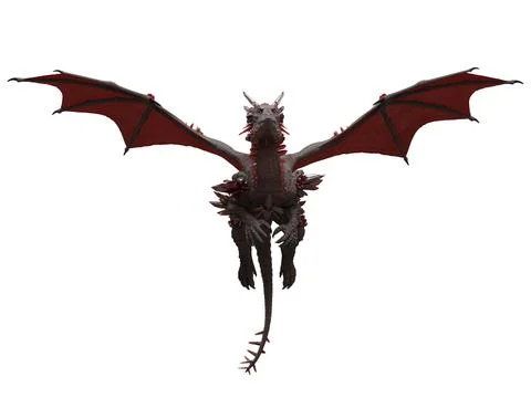 Fantasy flying dragon isolated on white 3d illustration Stock Illustration