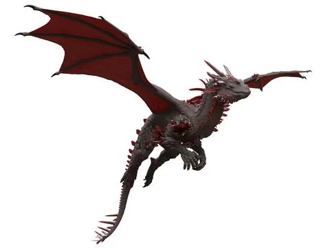 Fantasy flying dragon isolated on white 3d illustration Stock Illustration