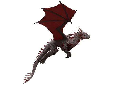 Fantasy flying dragon isolated on white 3d illustration Stock Illustration