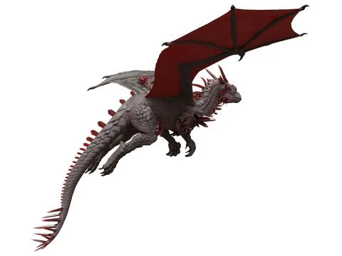 Fantasy flying dragon isolated on white 3d illustration Stock Illustration