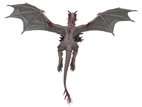 Fantasy flying dragon isolated on white 3d illustration Stock Illustration