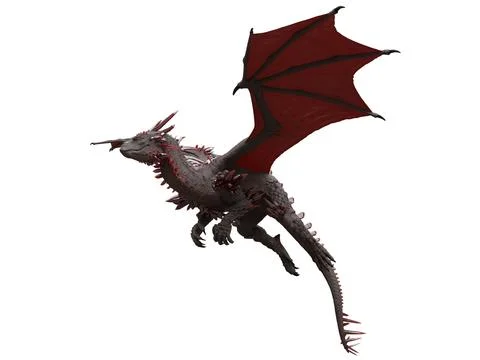 Fantasy flying dragon isolated on white 3d illustration Stock Illustration