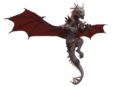 Fantasy flying dragon isolated on white 3d illustration Stock Illustration