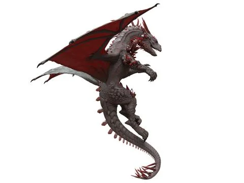 Fantasy flying dragon isolated on white 3d illustration Stock Illustration