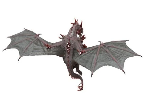 Fantasy flying dragon isolated on white 3d illustration Stock Illustration