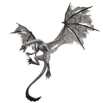 Fantasy flying dragon isolated on white 3d illustration Stock Illustration