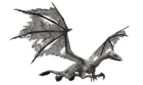 Fantasy flying dragon isolated on white 3d illustration Stock Illustration