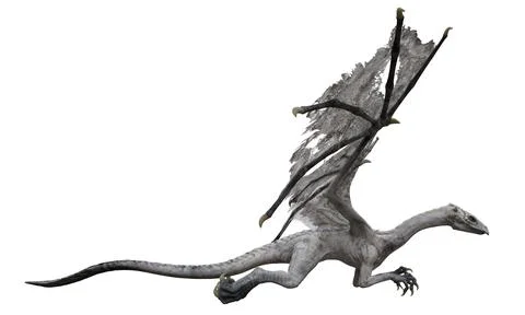 Fantasy flying dragon isolated on white 3d illustration Stock Illustration