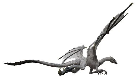 Fantasy flying dragon isolated on white 3d illustration Stock Illustration